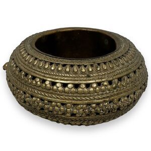 Antique 1900s North African Traditional Metal Crafted Bowl Tray Dish Hand Made